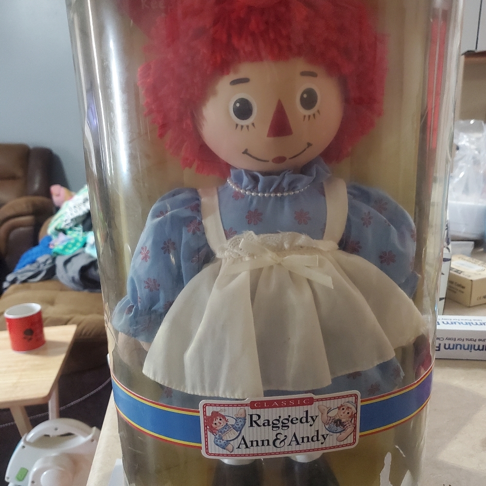 Raggedy Ann porcelain doll in original box